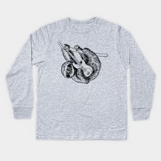 Sloth on Bass Rock and Roll Electric Guitar Kids Long Sleeve T-Shirt